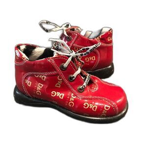 Dolce & Gabbana Vintage Red Patent Shoes Girls Size EU 25 Junior Lace-up